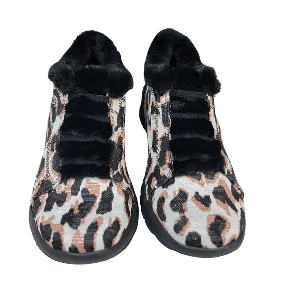 Bzees Golden Shootie Leopard Print Shoe Black Fur Womens 7.5 - Picture 1 of 12